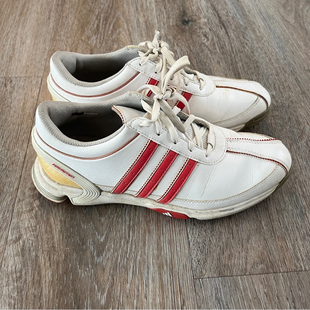 Adidas Cream and Red Athletic Shoes